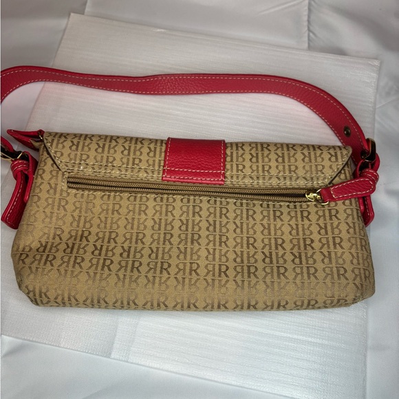 Pedro Rogado Orange leather straps Tan canvas handbag - Picture 7 of 8